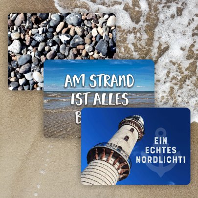 Mousepads, die mit unterschiedlichen maritimen Motiven bedruckt sind. Lust auf Meer.