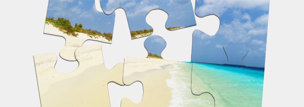 6-teiliges Puzzle vom Strand.
